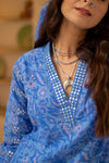 Noor Floral Kurta Set in Blue