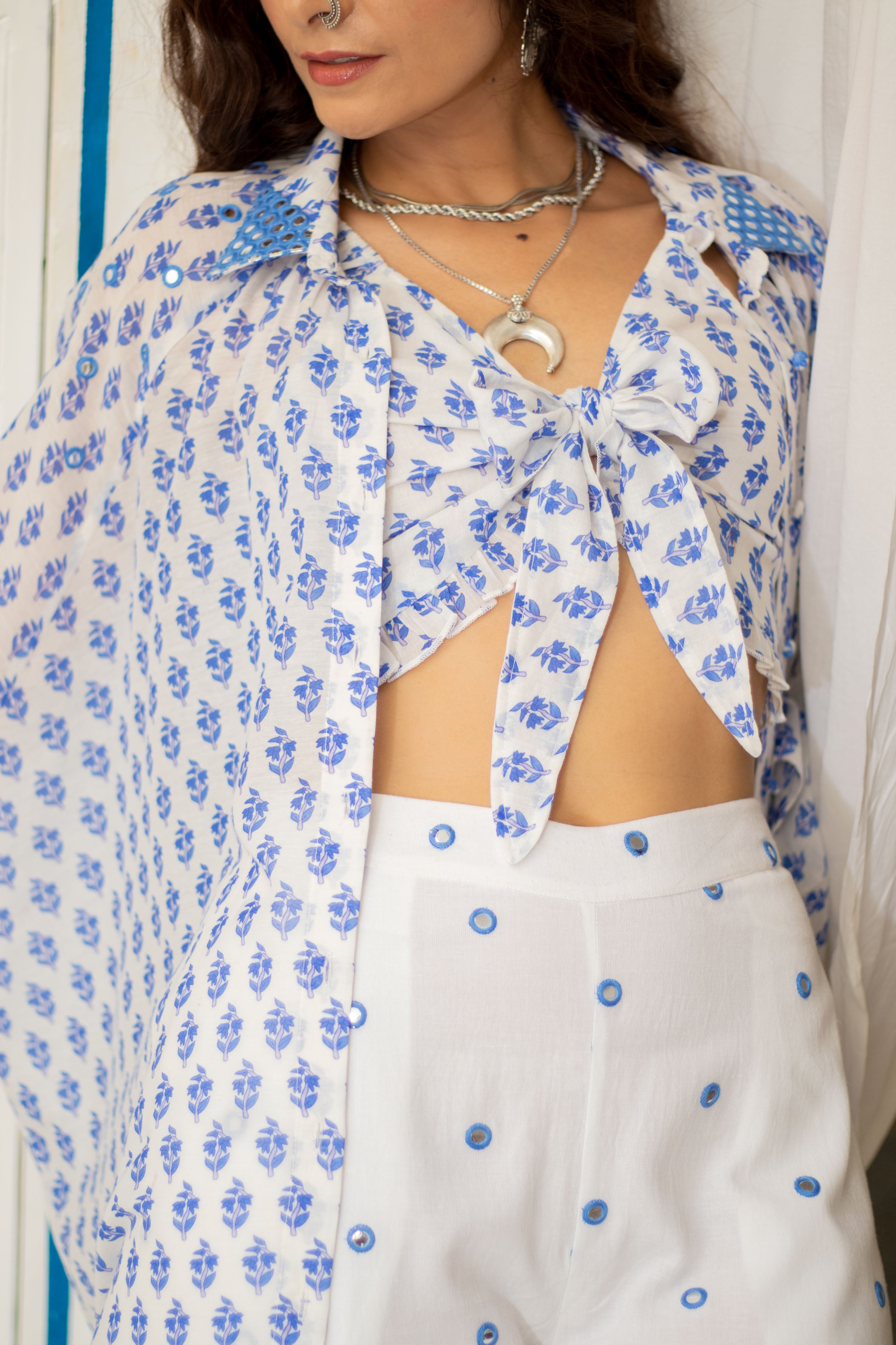 Noor Long Beach Oversized Shirt in Blue