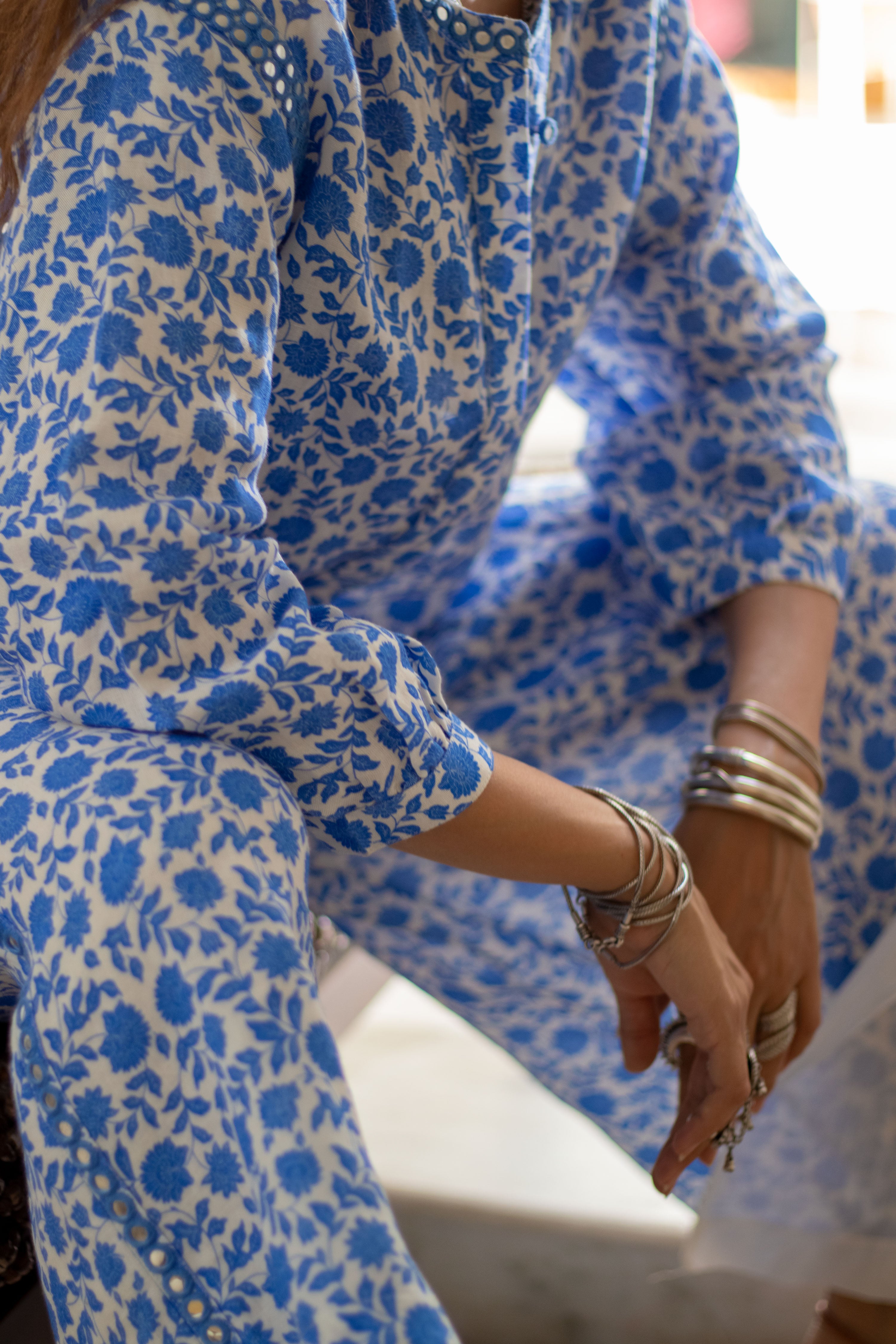 Noor Floral Printed Co-ord in Blue