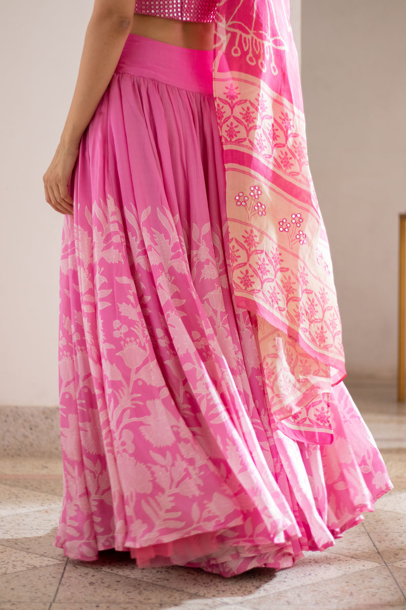 Noor Mirror Lehenga Set in Pink